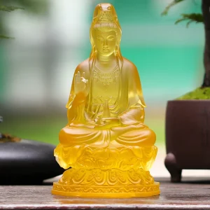 Bodhisattva Guanyin Bouddha Médecine-Glacis Coloré