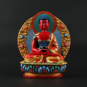 Bouddha Amitabha Méditant en Résine Multicolore