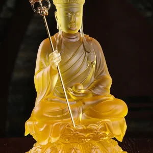 Bouddha en Tenue Royale et Vajra en Glacis Coloré