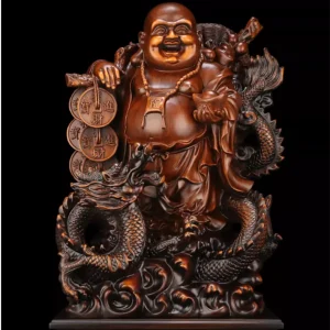 Bouddha Rieur Debout et Dragon Serpent