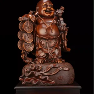 Bouddha Rieur Debout sur Sac de Fortune