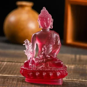 Bouddha Médecine en Résine Rouge