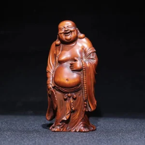 Bouddha Rieur Debout en Bois de Buis