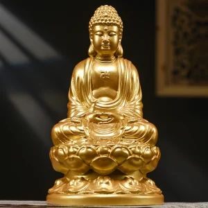 Bouddha Doré Méditant en Samadhi Mudra sur Lotus
