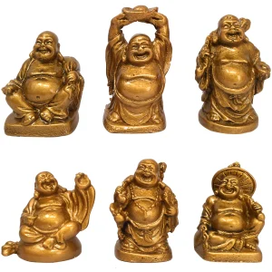 Mini Bouddha Rieur en Résine Doré