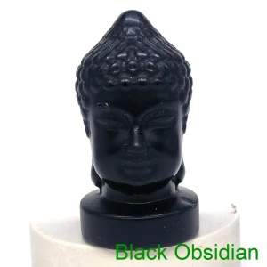 Mini Tête de Bouddha en Obsidienne Noire