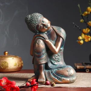 Bouddha Dormant en Résine Style Bronze