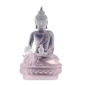 Bouddha Médecine sur Lotus en Résine Blanc