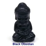 Mini Bouddha Assis en Pierre d'Obsidienne Noire
