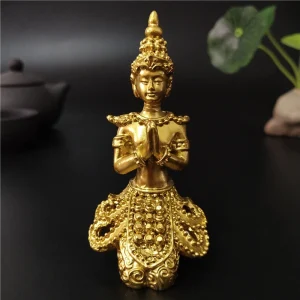 Duo de Statues Ange Teppanom Thaïlandaises-Dorées