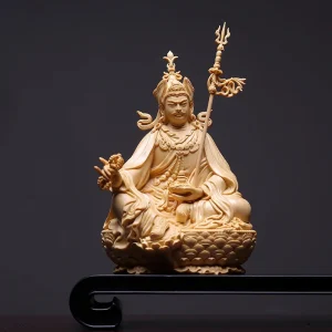 Sculpture de Padmasambhava Guru Rinpoche en Bois