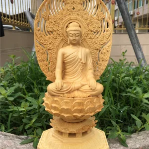 Bouddha Illuminé devant un Halo de Fleurs de Lotus