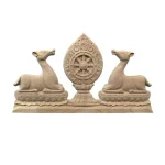 Sculpture-Cerfs-Roue Tibétaine de la Vie en Bois